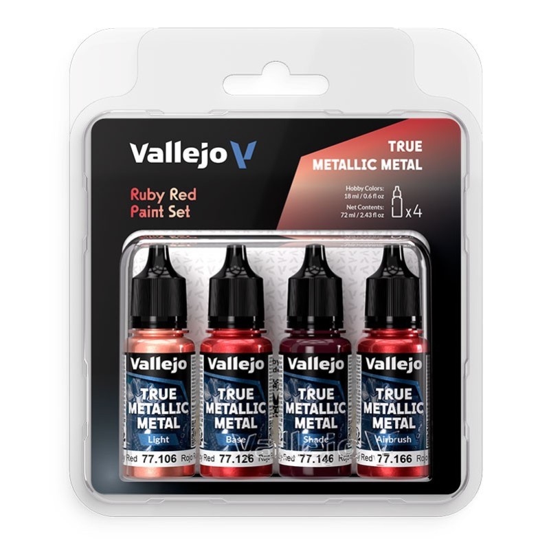 Vallejo True Metallic Metal Rojo Rubí 77254 Set TMM